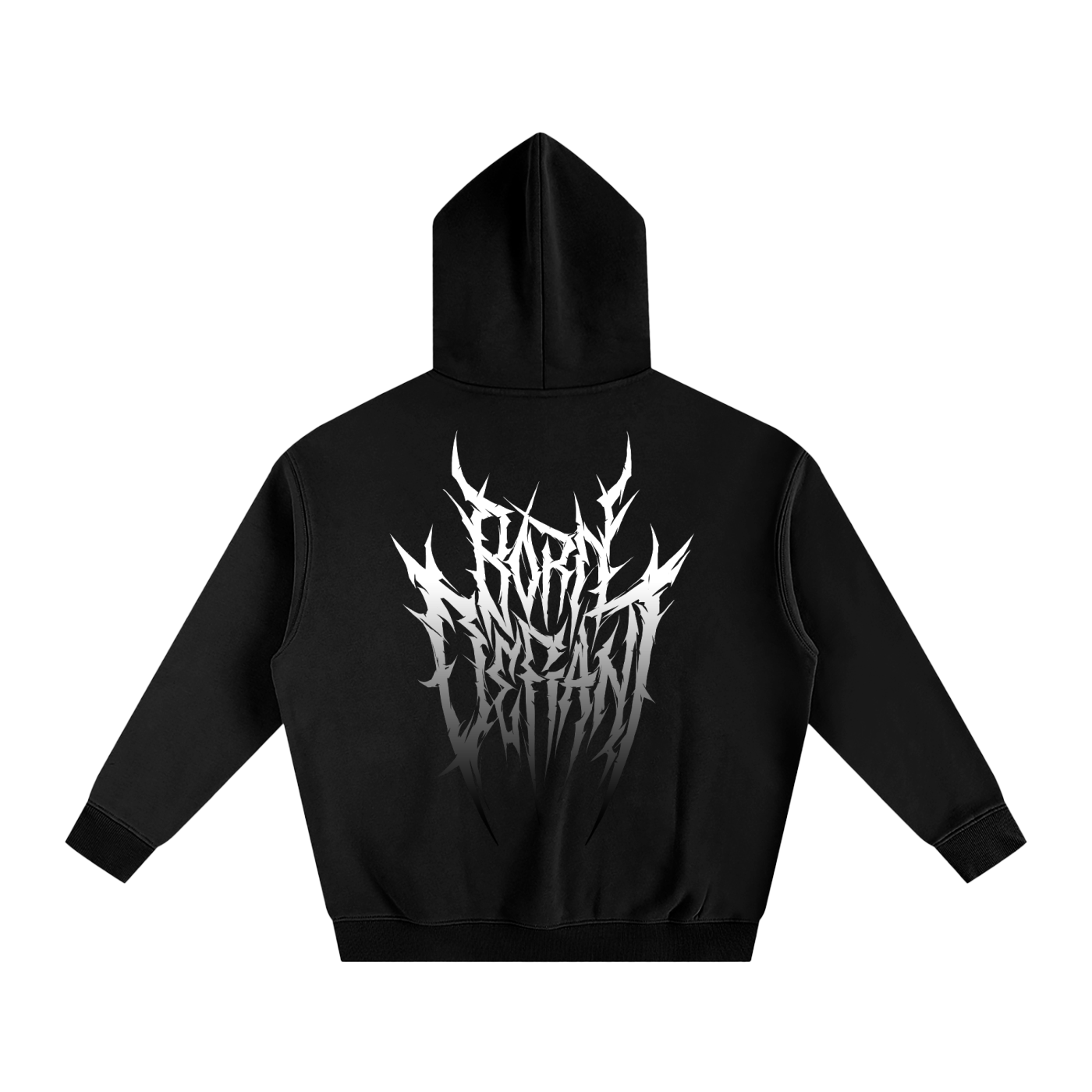 Born Defiant – Oversize Fleeced Hoodie (Black & White Gradient)