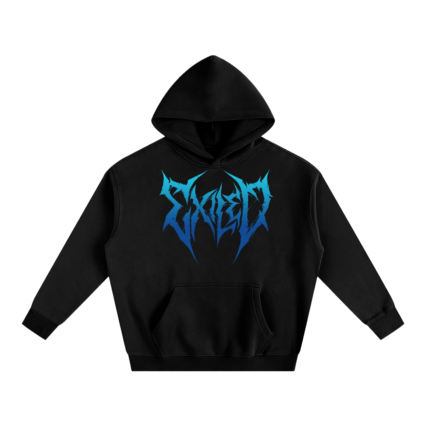 Born Defiant – Oversize Fleeced Hoodie (Black & Blue)