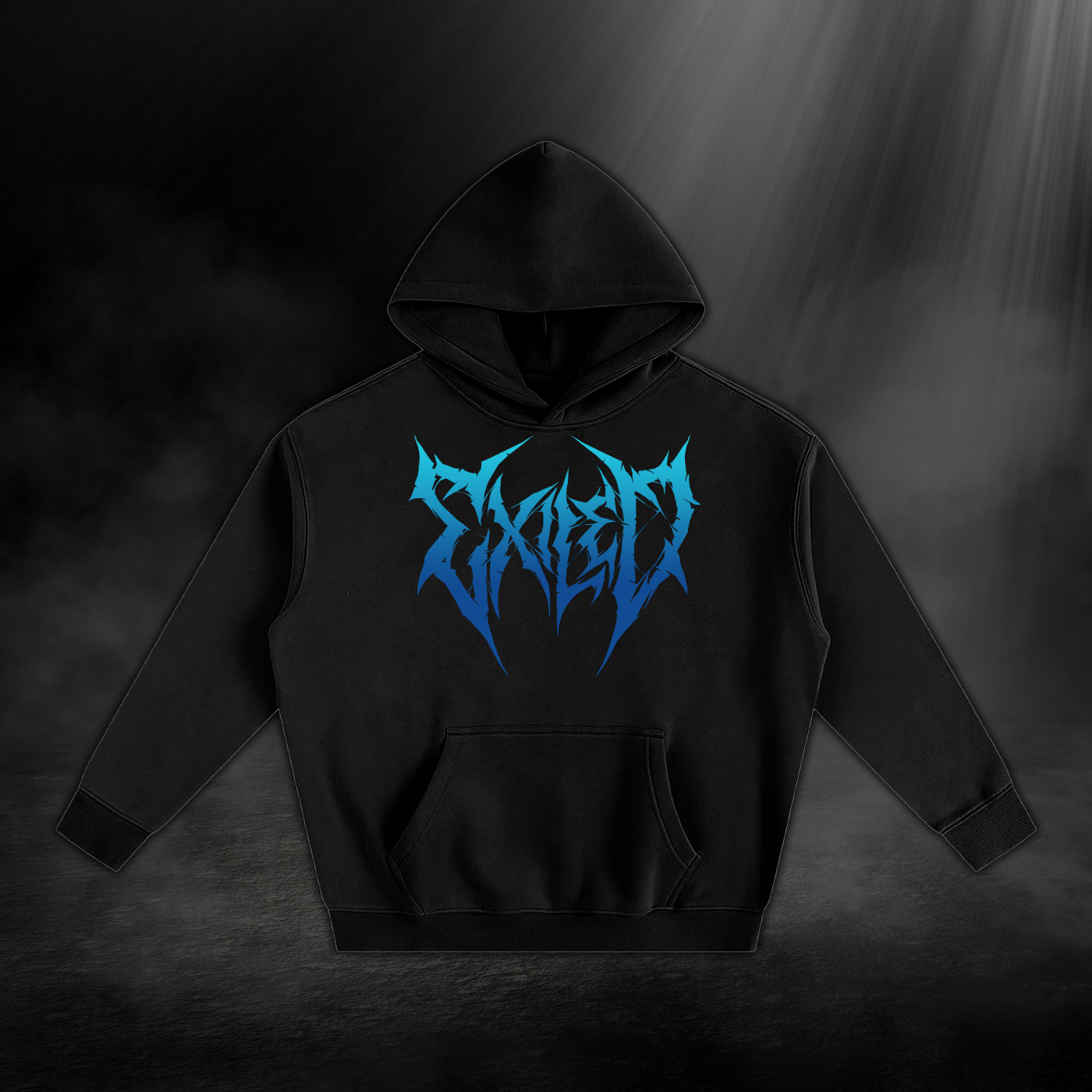 Oversize Fleeced Hoodie - Black & Blue