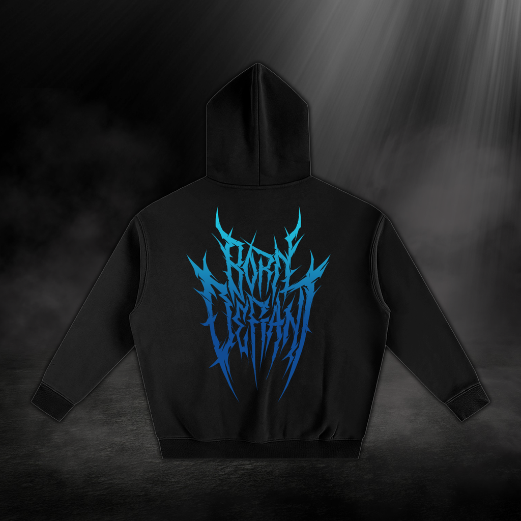 Oversize Fleeced Hoodie - Black & Blue