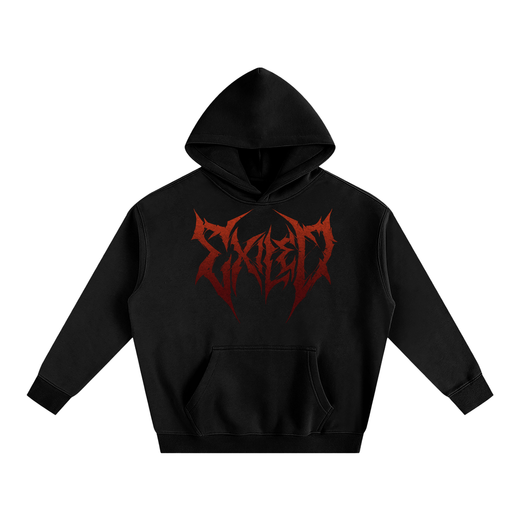 Born Defiant – Oversize Fleeced Hoodie (Black & Red)