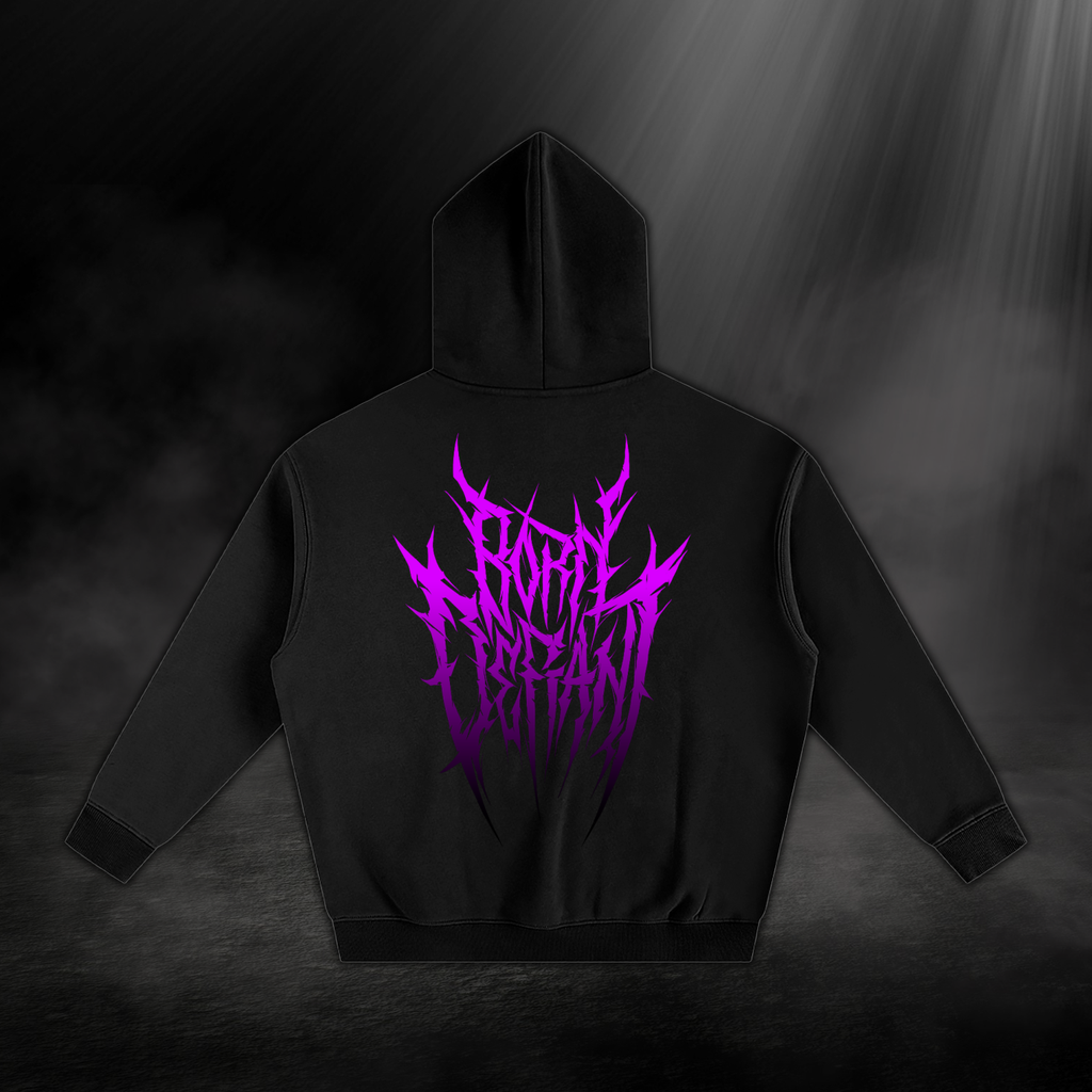 Oversize Fleeced Hoodie - Black & Pink