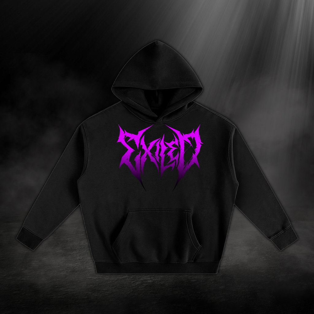 Oversize Fleeced Hoodie - Black & Pink