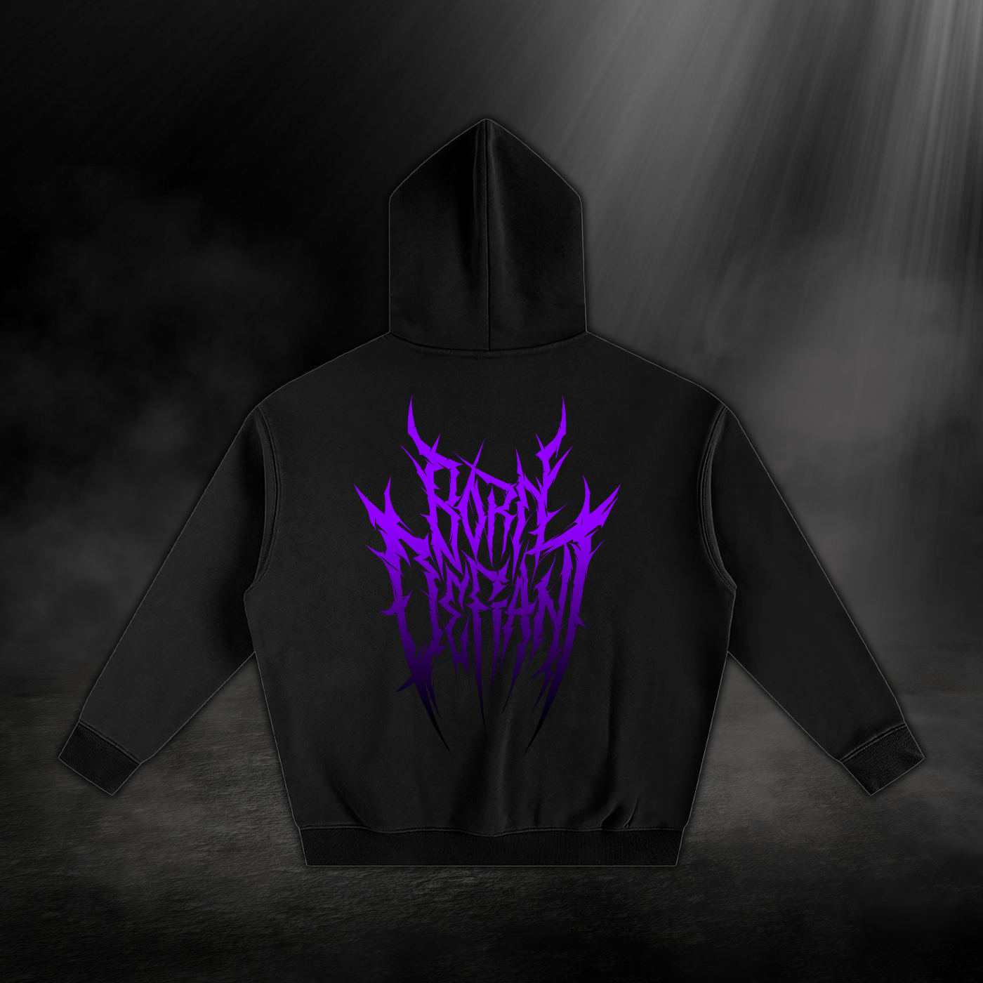 Oversize Fleeced Hoodie - Black & Purple