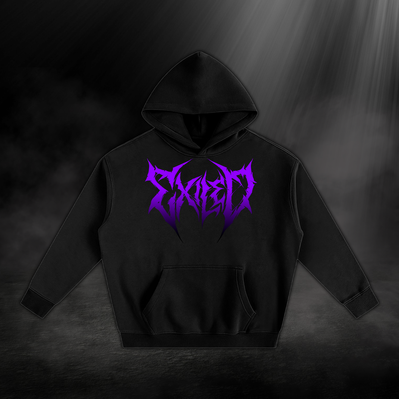 Oversize Fleeced Hoodie - Black & Purple