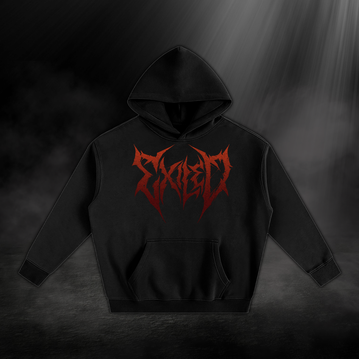 Oversize Fleeced Hoodie - Black & Red