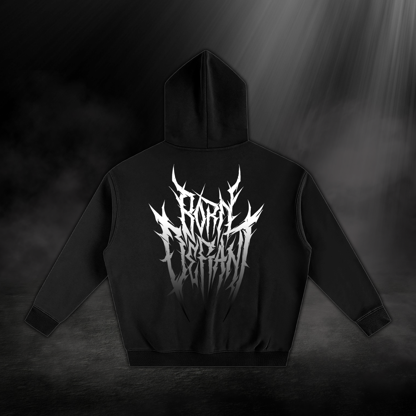 Oversize Fleeced Hoodie - Black & White Gradient