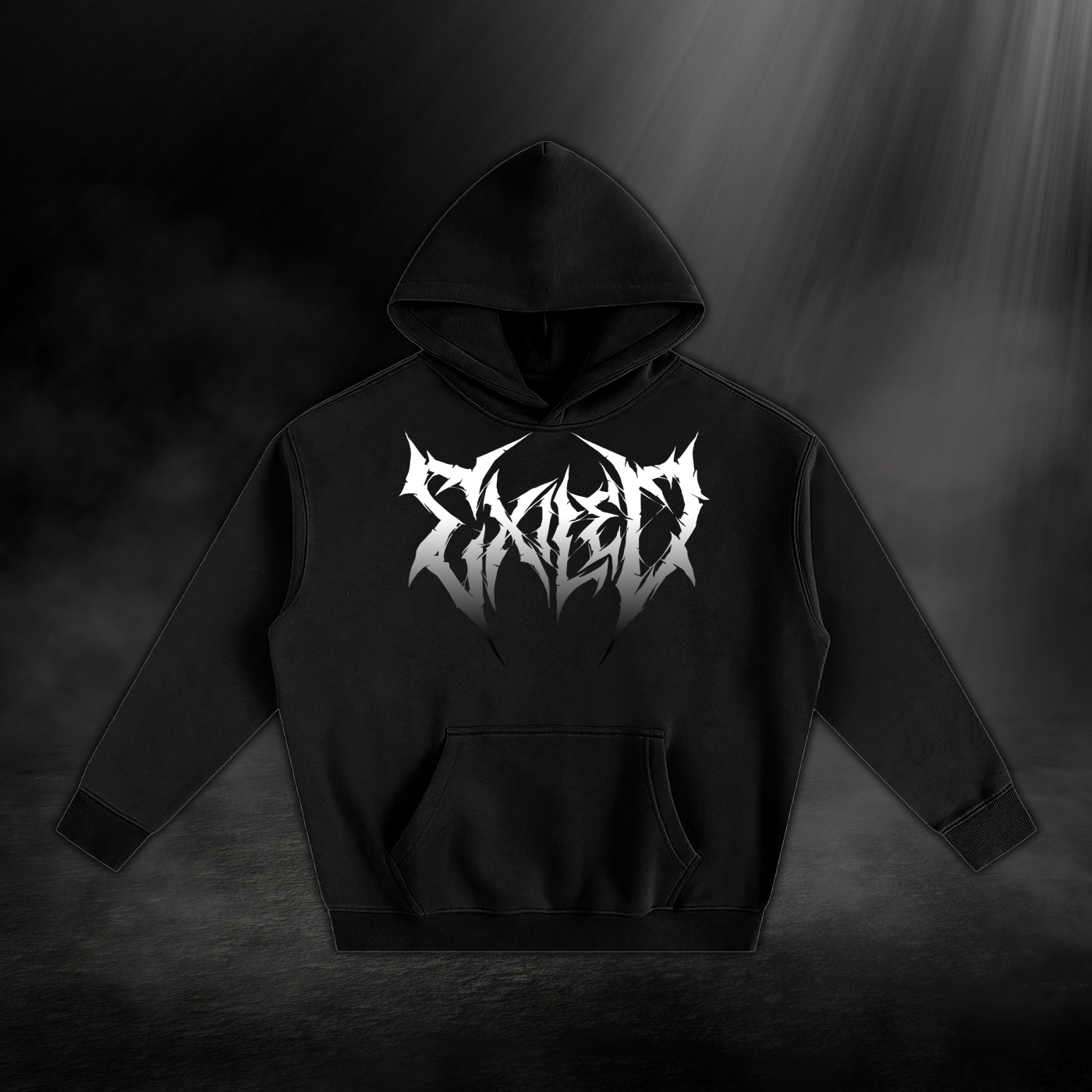 Oversize Fleeced Hoodie - Black & White Gradient