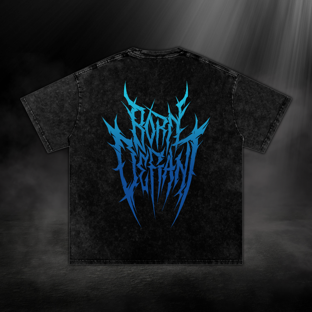 Washed Oversized Cotton T-Shirt - Black & Blue