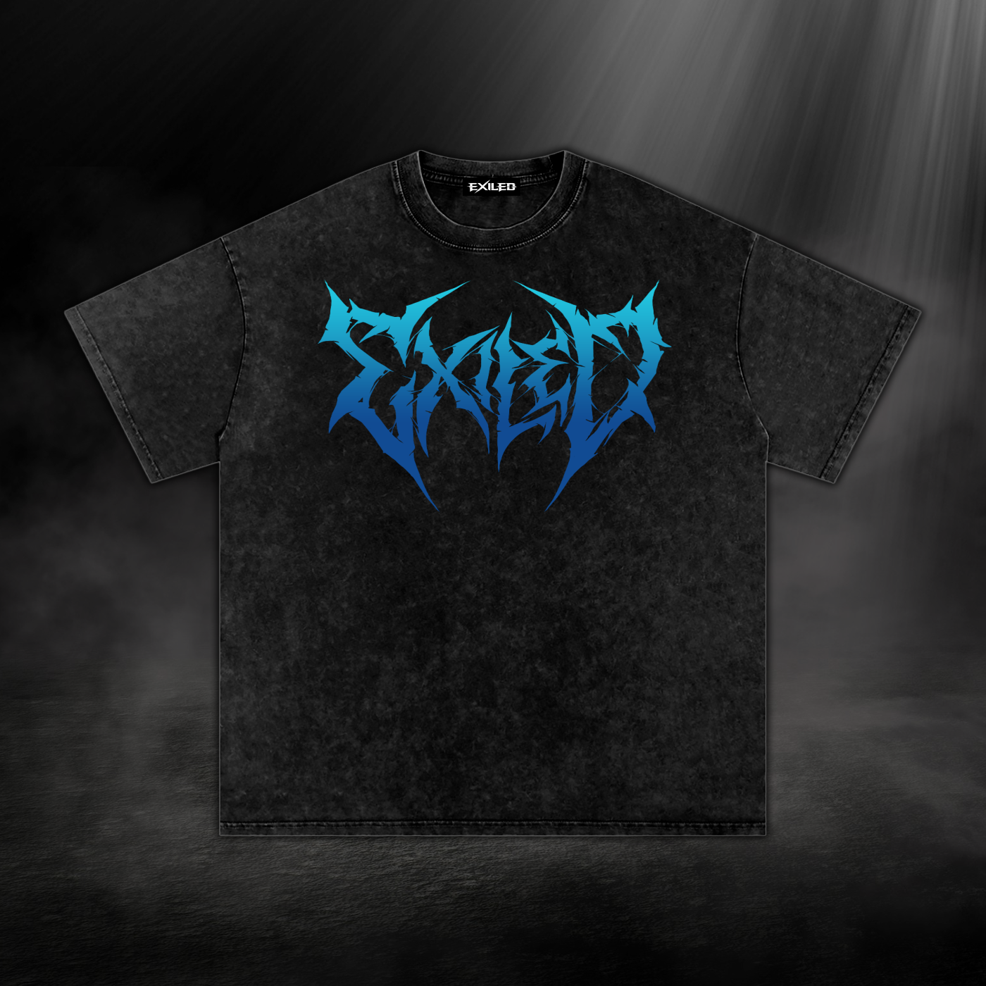 Washed Oversized Cotton T-Shirt - Black & Blue