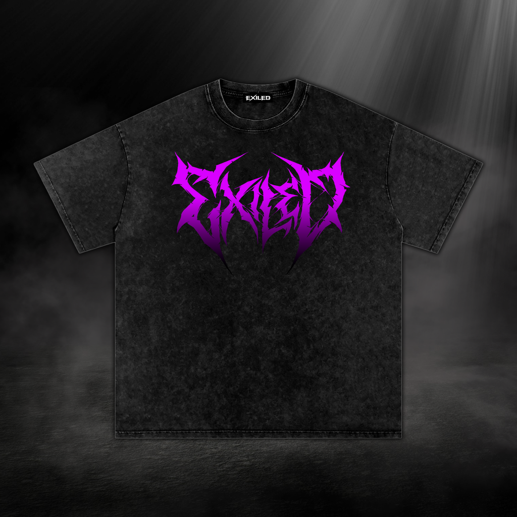 Washed Oversized Cotton T-Shirt - Black & Pink