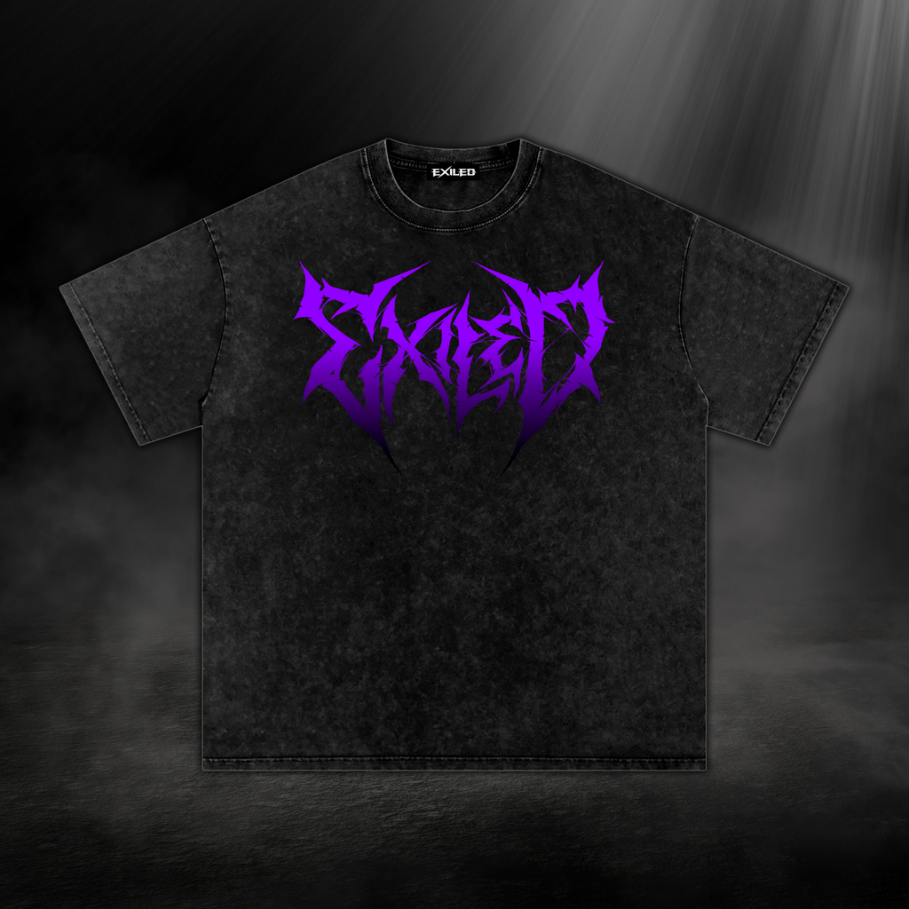 Washed Oversized Cotton T-Shirt - Black & Purple