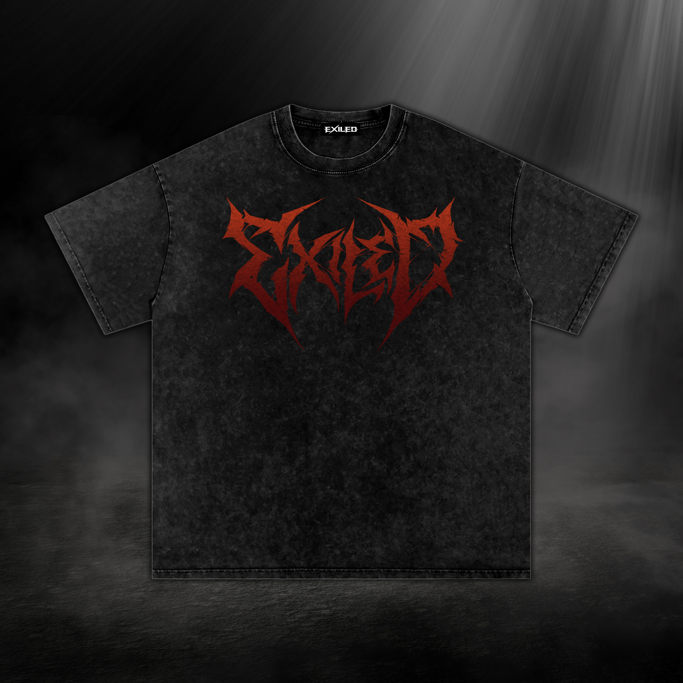 Washed Oversized Cotton T-Shirt - Black & Red