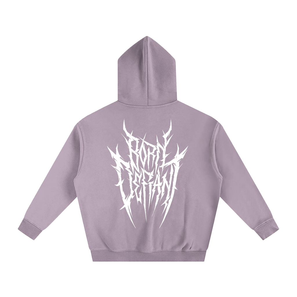Born Defiant – Oversize Fleeced Hoodie (Purple & White)