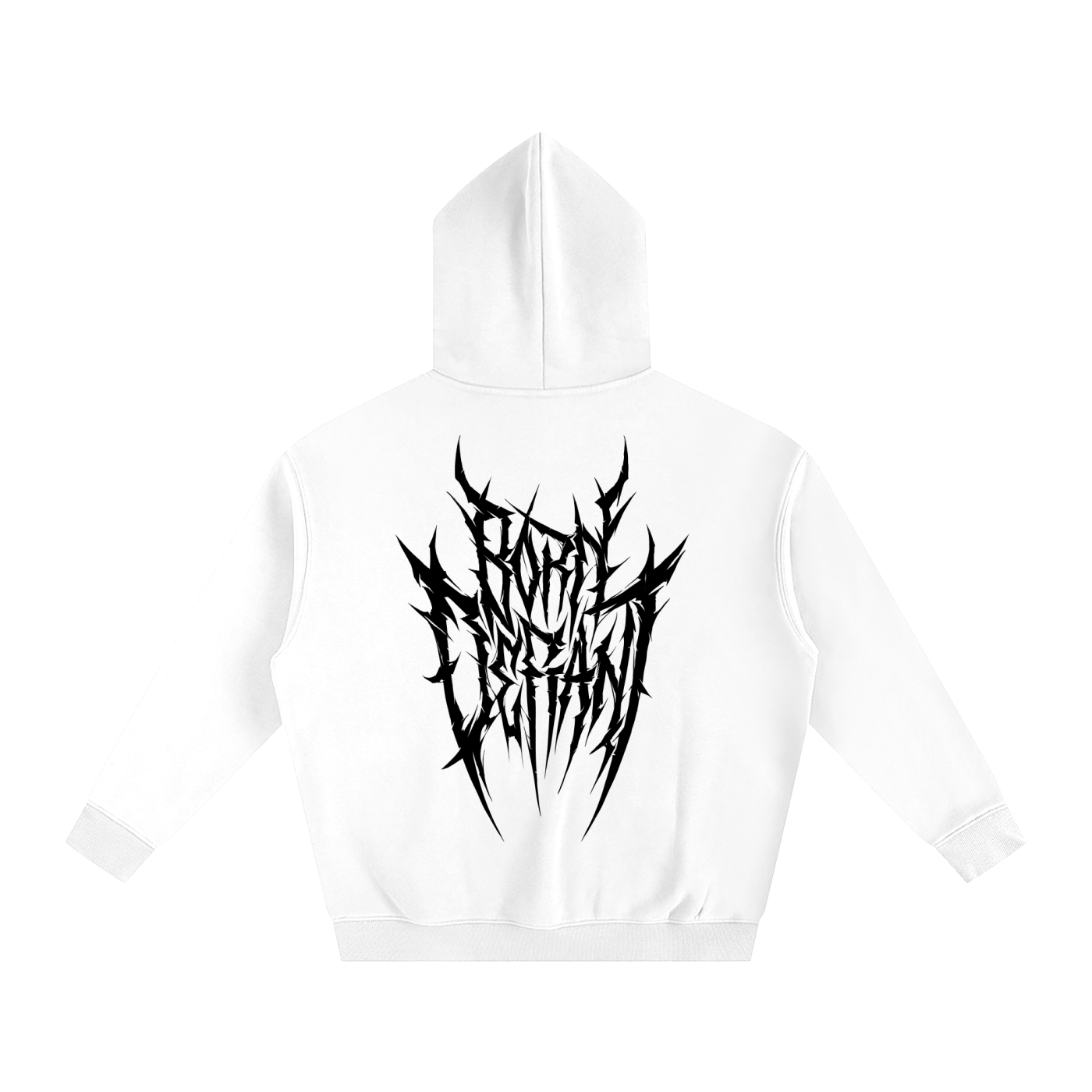 Born Defiant – Oversize Fleeced Hoodie (White & Black)
