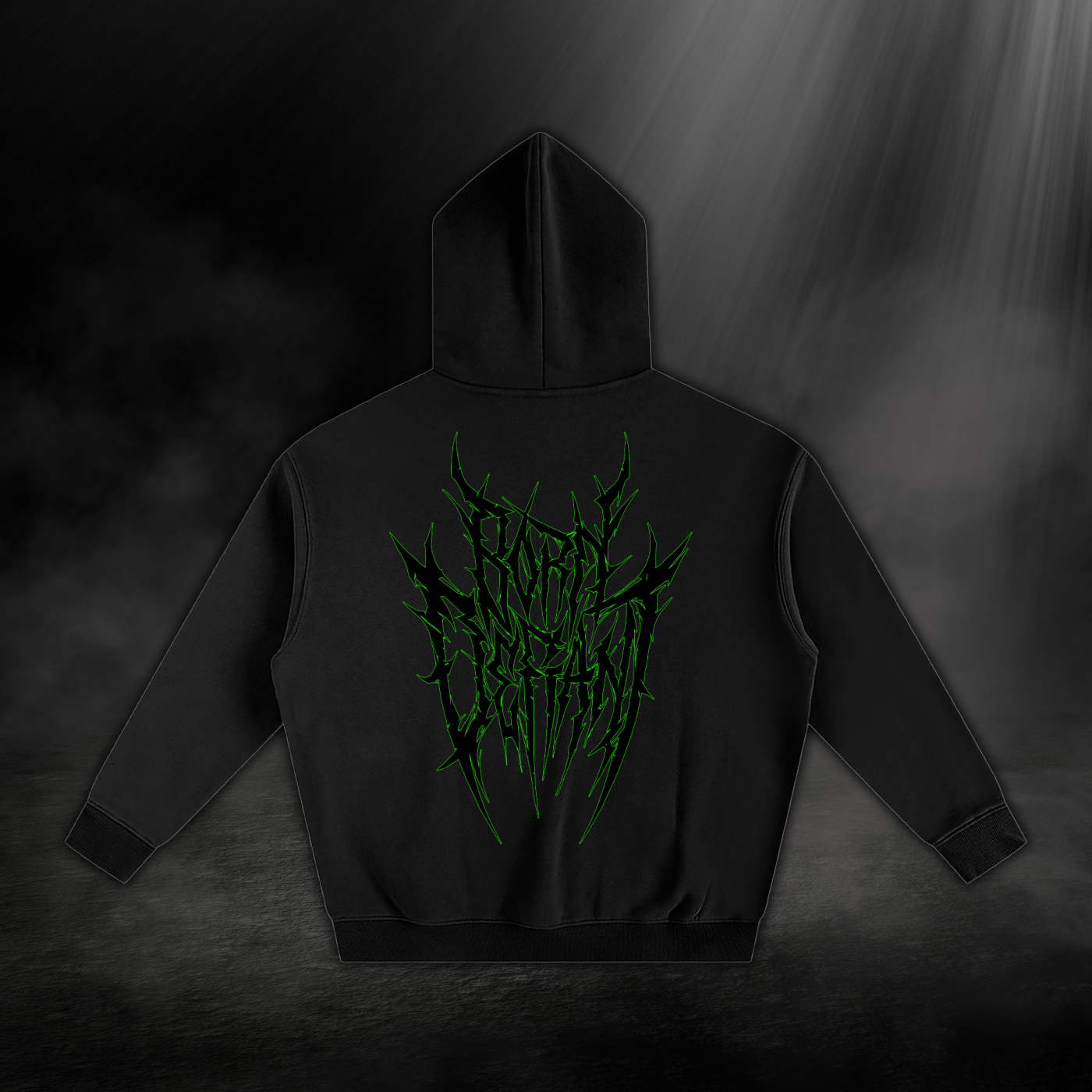Oversized Fleeced Hoodie - Green Outline