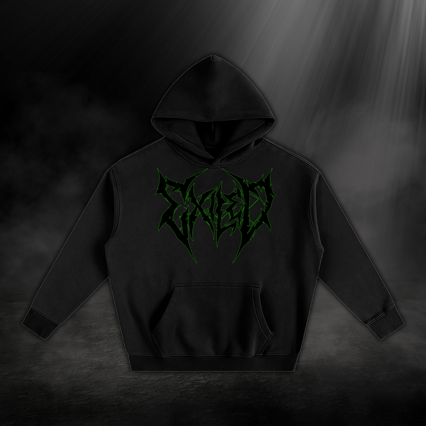 Oversized Fleeced Hoodie - Green Outline