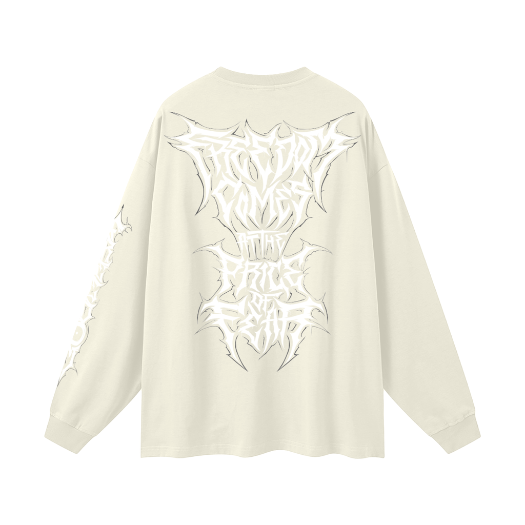 Oversized Long Sleeve T-Shirt - Gothic White
