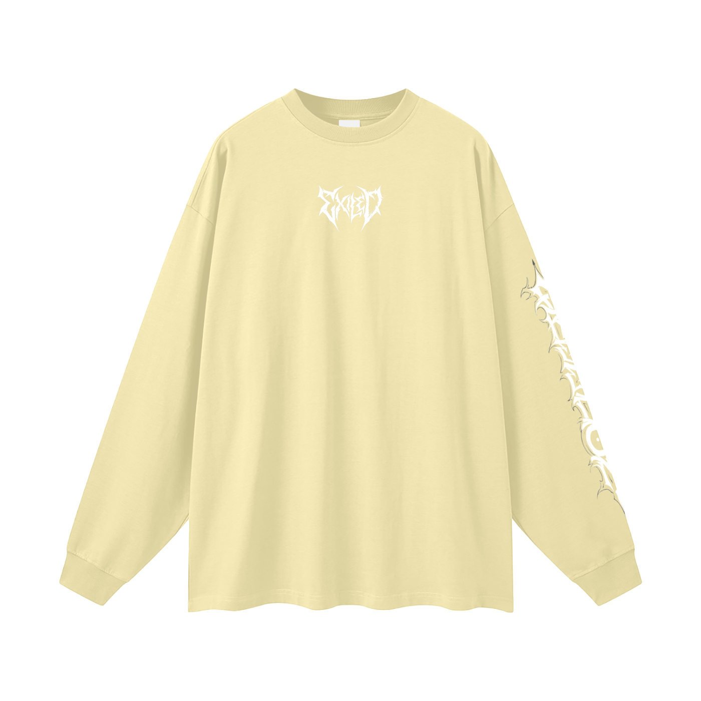 Oversized Long Sleeve T-Shirt - Gothic White