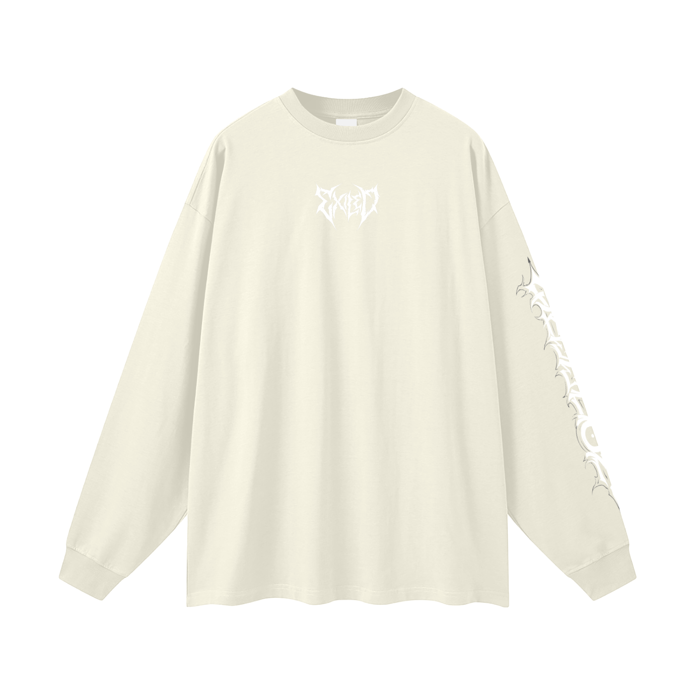 Oversized Long Sleeve T-Shirt - Gothic White