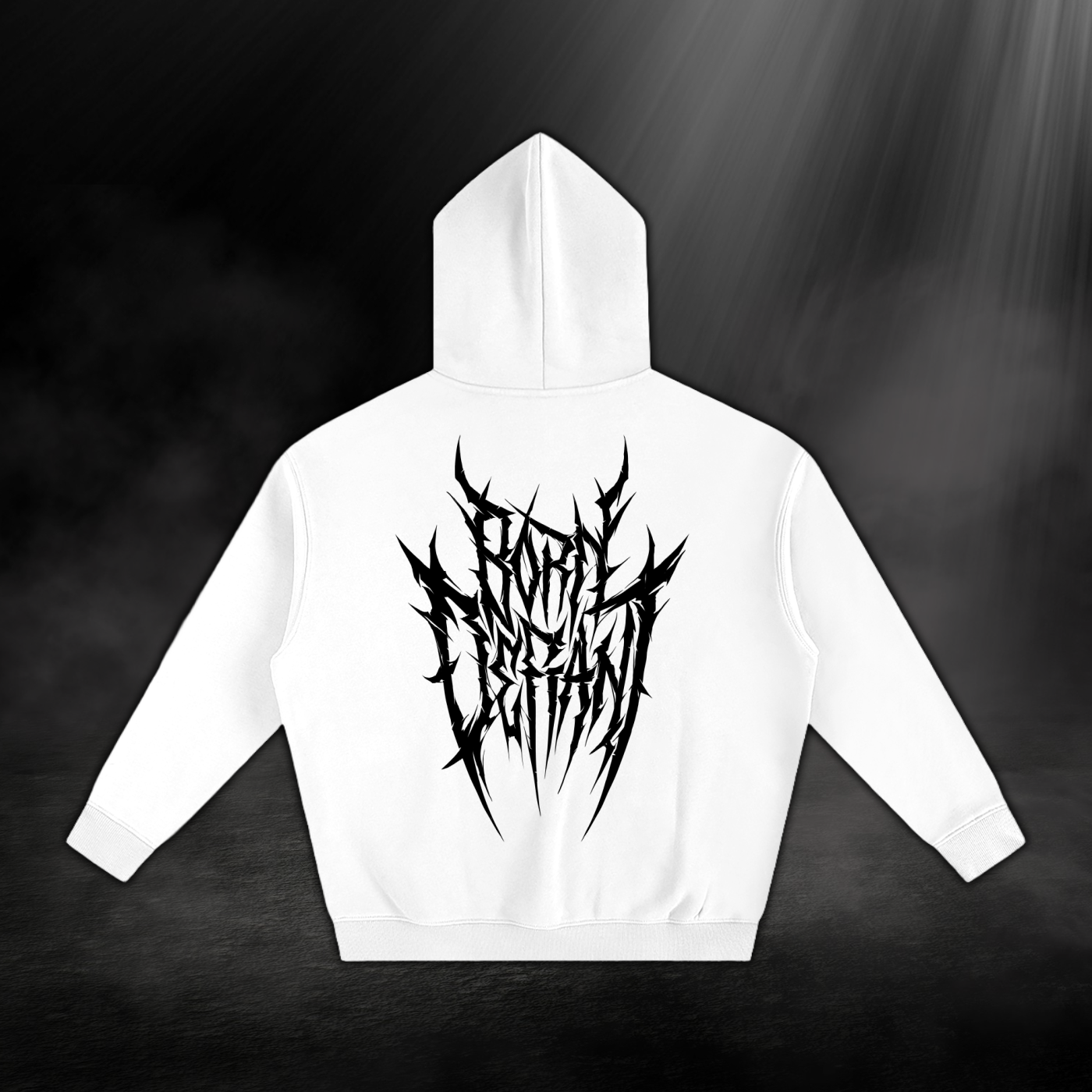 Oversize Fleeced Hoodie - White & Black