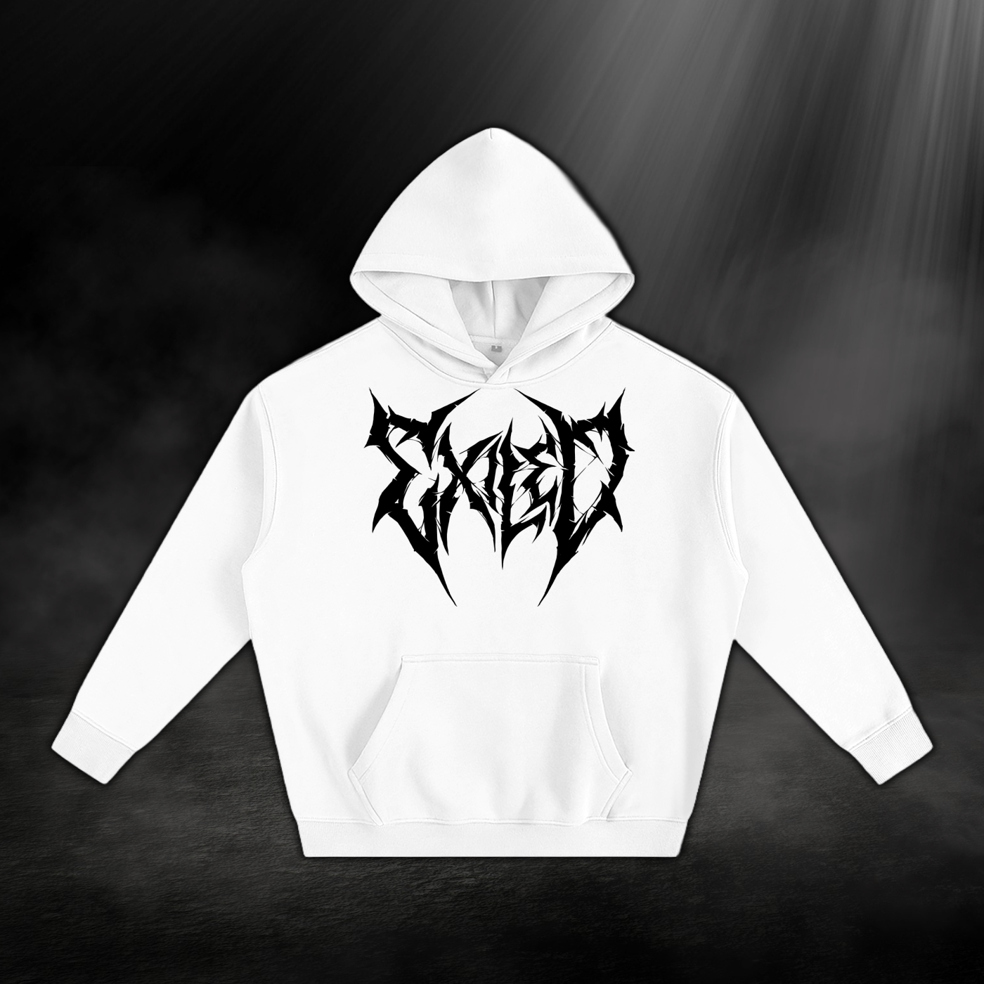 Oversize Fleeced Hoodie - White & Black